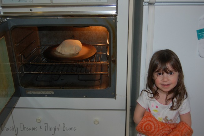 Zoë and her first pita bread making experience!